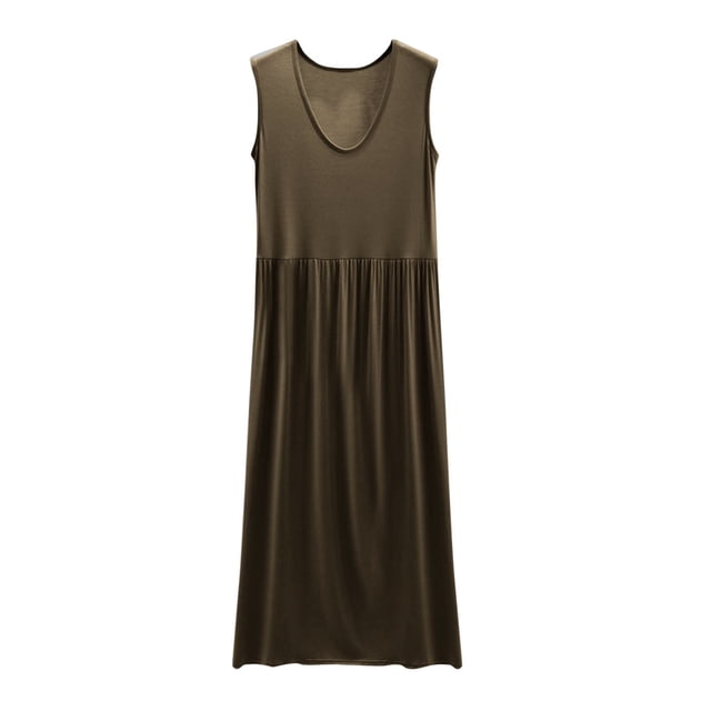 Tqcoqu Women's Round Neck Solid Color With Chest Cushion Loose And Comfortable Plus Size Home Skirt