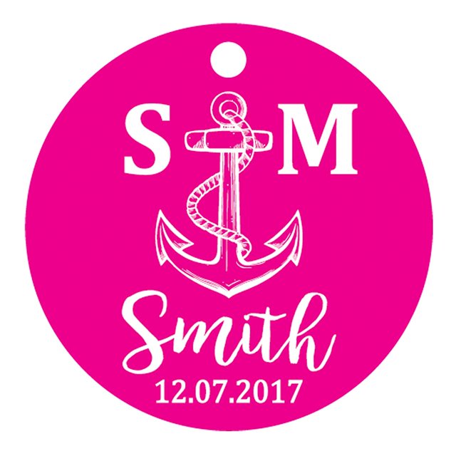100 Pcs Initiale Personnalisée avec Ancre Cadeau de Faveur de Mariage Papier Tags Fait sur Mesure Rond Hang Tags