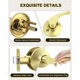 thumbnail image 4 of Poignées de Porte Style Vague en Laiton Brossé Doré Poignées de Porte de Passage Poignées de Porte Intérieures Ensemble de Levier Non Verrouillable [pour Portes de Couloir Ou de Garde-Robe] Réversible pour Portes Côté Droit/gauche, 4 of 8