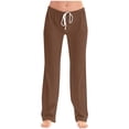 thumbnail image 1 of ohmzyzo Womens Summer Fashion Solid Casual Elastic Waist Drawstring Long Pants, 1 of 5