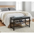 thumbnail image 3 of Nola Home 2-Tier Shor Rack Bench with Padded Seta, Entryway Shoe Organizer for 6 Pairs, Metal Frame, Compact Storage for Hallway, Closet, Mudroom, Grey, 3 of 6