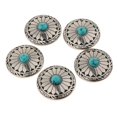 thumbnail image 1 of Abbracc 5pcs Round Floral Turquoise Buttons Screw Back For Bag Wallet Saddle Green, 1 of 7