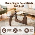 thumbnail image 3 of ClinQ 31.5" Coffee Table for Living Room, Mid Century Modern Center Table with Clear Glass Top and Walnut Wood Base, Transparent/Walnut, 3 of 6