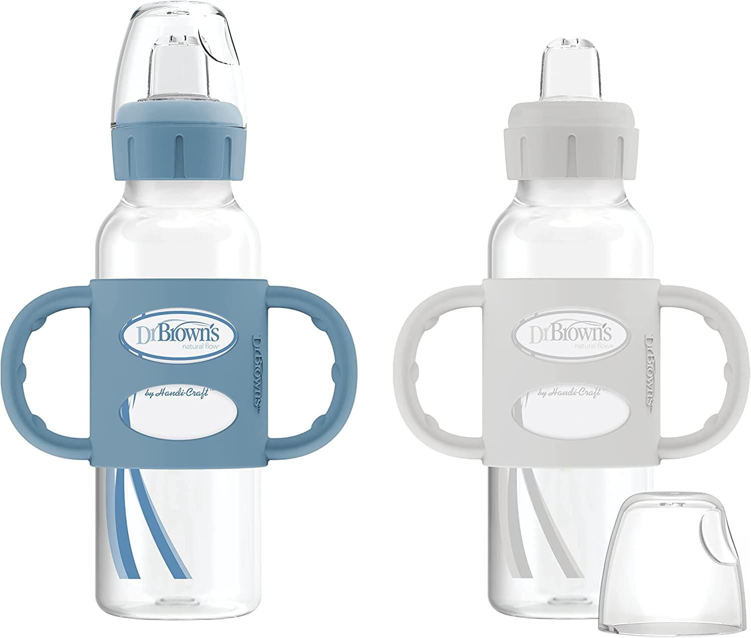 Biberon Sippy Étroit Dr. Brown's Milestones avec poignées en silicone Bleu 2x8oz Biberons