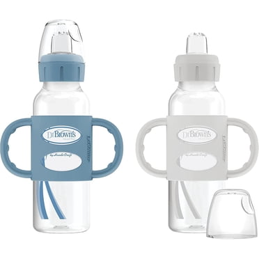 Dr. Brown's Milestones Narrow Sippy Bottle with Silicone Handles Blue 2x8oz Bottles