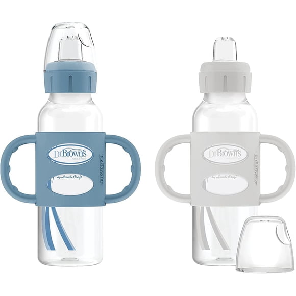 Dr. Brown's Milestones Narrow Sippy Bottle with Silicone Handles Blue 2x8oz Bottles