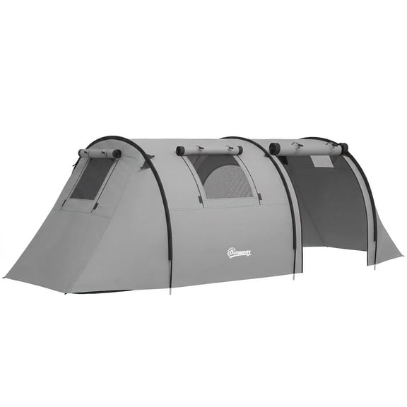 Outsunny 3-4 Person Camping Tent with 2 Rooms, Waterproof Family Tent