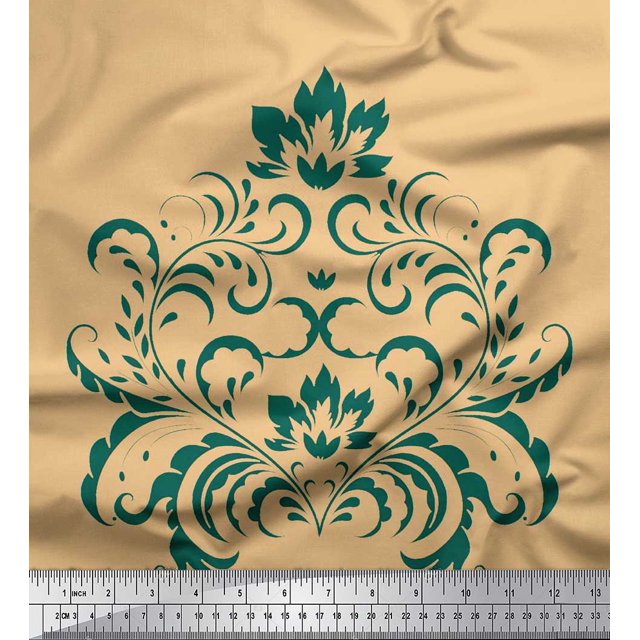 Soimoi Rayon Fabric Ogee Damask Print Fabric by Yard 42 Inch Wide
