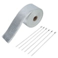 thumbnail image 3 of Exhaust Pipe Wrap Exhaust Pipe Heat Wrap Exhaust Header Pipe Wrap Fiberglass Exhaust Pipe Wrap Exhaust Pipe Wrap Tape 5m Silver Car Heat Insulation Exhaust Header Pipe Wrap Cloth, 3 of 8