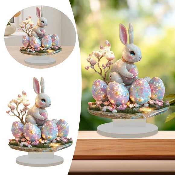 Leojiow Easter Colored Flowing Rabbit Animal Fairy Tale Color Desktop Decoration Pendant Assembly Props 20Cmx30Cm Easter Eggs Easter Decorations