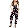 thumbnail image 2 of Girls Overall Bow Print Summer Rompers for Girls Loose Casual Rompers with Pockets Cute Summer Clothes 13-14 Y, 2 of 6