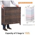 thumbnail image 2 of 132L Large Wicker Laundry Hamper with Lid - Handwoven Rattan Basket with 3 Removable Bags & Handles, Divided Clothes Organizer for Bedroom, Bathroom & Laundry Room, 2 of 7