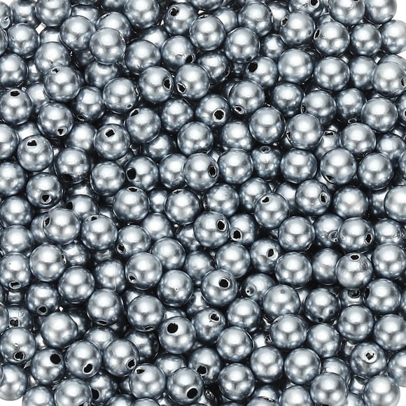 Uxcell Round Color Pearl Beads, 980 Pcs 8mm Faux Pearls Beads, Grey
