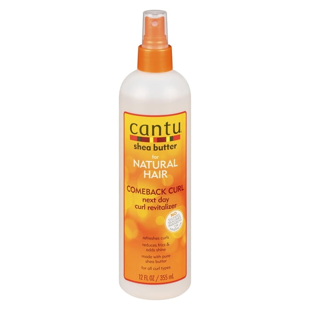 Comeback Curl Revitalisant pour Boucles du Jour Suivant par Cantu en Bouteille Vaporisateur en Plastique Blanc de 12 fl oz (355 ml) avec Embout orange et Étiquette, Fait avec du Beurre de Karité Pur pour Rafraîchir les Boucles, Réduire les Frisottis, Ajouter de la Brillance et Prolonger les styles pour Cheveux Bouclés, Crépus Ou Ondulés.