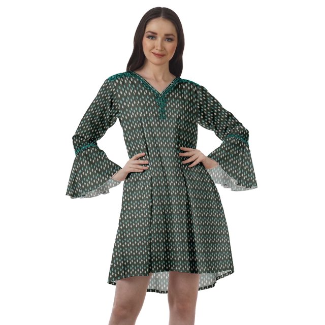 Moomaya Robes de Plage Imprimées Femmes Robe Aguichant Robes Mini Brodées pour Femmes
