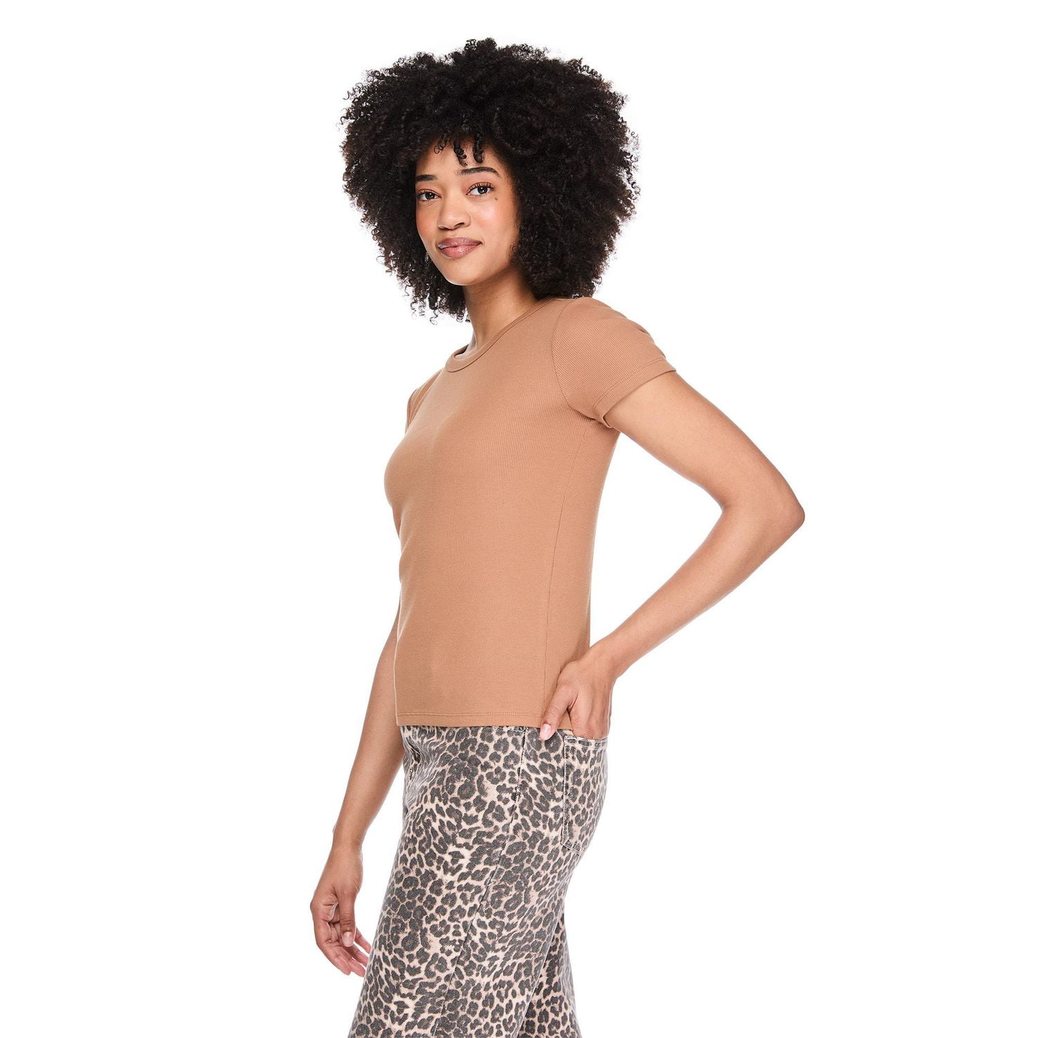 T-shirt côtelé à encolure ras du cou George pour femmes