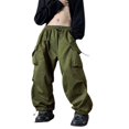 thumbnail image 2 of Ladies Cargo Pants  Solid Loose Trousers with Elastic Waistband and Pockets, 2 of 9