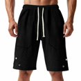 thumbnail image 1 of Amzcrzy Mens Shorts Cargo Shorts for Men Shorts for Men Man Solid-Color Casual Large-Pocket Button Drawstring Elastic-Waist Shorts Cargo Pants Half Shorts Pants Mens Cargo Shorts Mens Shorts Casual, 1 of 7