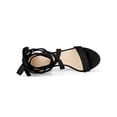 thumbnail image 4 of BLISSFUL STEP Women's Sandals Solid Color Mid Block Heels Lace up Sandals Black 8, 4 of 8