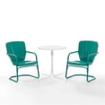 thumbnail image 4 of Crosley Furniture Ridgeland 3 Piece Metal Outdoor Bistro Set in Turquoise Gloss, 4 of 8