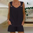 thumbnail image 4 of Yuyuzo Womens Lounge Sets Two Piece Square Neck Tank Tops Wide Leg Shorts with Pockets Matching Outfits, 4 of 7