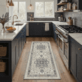 thumbnail image 4 of 5x7 Area Rugs for Living Room and Bedroom with Non Slip Backing Low Pile Light Weight Machine Washable Indoor Rug Persian Medallion Print Pattern, Dusty Blue, 4 of 6