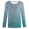 thumbnail image 1 of Girls Tshirts Spring Summer Long Sleeve Gradient Sequin Printed Round Neck Flash Shirt Girls Tops Light Blue 6-7Years, 1 of 4