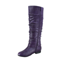 thumbnail image 3 of Bottes Cavalières à Fermeture Éclair pour Femmes, Hauteur Genou, Décontractées, Talon Plat Bas, Bottes d'Hiver, Chaussures ( Violet, 8), 3 of 5