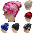 thumbnail image 2 of Unisex Cap Club Cosplay Hat Ripped Short Hair Camouflage Color Matching Elastic Beanie Hand Made Windproof Warm Knitted Hat, 2 of 10