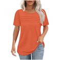 thumbnail image 1 of Yanlir T-Shirt Décontracté pour Femme à Col Rond Uni à Manches Courtes, Hauts de Mode Printemps et Été 2025, T-Shirt Basique Doux à Col Rond, Vêtement Léger pour le Travail et la Plage (Orange,), 1 of 6