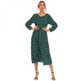 thumbnail image 4 of Robe en Mousseline à Pois pour Femmes, Col à la Taille, Longue, d'Été, Blanche, P, 4 of 7