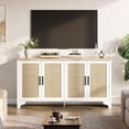 thumbnail image 2 of 4-Door Sideboard Buffet Cabinet, Natural Rattan Storage Cabinet with Storage, Boho Entryway Console Table, Farmhouse Coffee Bar Station with 4 Doors for Dinning Room, Living Room, Kitchen, 2 of 6