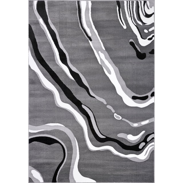 Ladole Rugs Calvin Gris Noir Abstrait Tapis en Polypropylène pour Aire, un Tapis d'Accent Rectangulaire avec un Motif Abstrait Contemporain dans des Tons Gris, Noir et Blanc. Fabriqué en Polypropylène durable avec une pile Douce, Parfait pour des Intérieurs Modernes et Stylés.