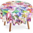 thumbnail image 1 of Floral Round Tablecloth 60 inch,Orchid Flower Watercolor Circle Table Cloth Polyester Waterproof Stain Wrinkle Free Table Cover for Home Kitchen Dining Party Pinic Patio Outdoor Decor, 1 of 6