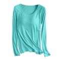 thumbnail image 1 of AherBiu Hauts Grande Taille pour Femmes Automne Manches Longues Haut de Pyjama Doux avec Soutien-Gorge Intégré Col Ras du Cou T-Shirts de Pyjama Confortables, 1 of 7