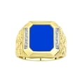 thumbnail image 1 of RYLOS Men's Rings 14K White Gold Ring With Diamonds and Blue Quartz Set in Designer Nugget Style Rings For Men Size 13, 1 of 8
