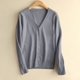 thumbnail image 2 of aohooy Cable Knit Cardigan Women Plus Size V-Neck Button Down Cardigans Solid Soft Long Sleeve Sweaters Gray,XXXL, 2 of 9