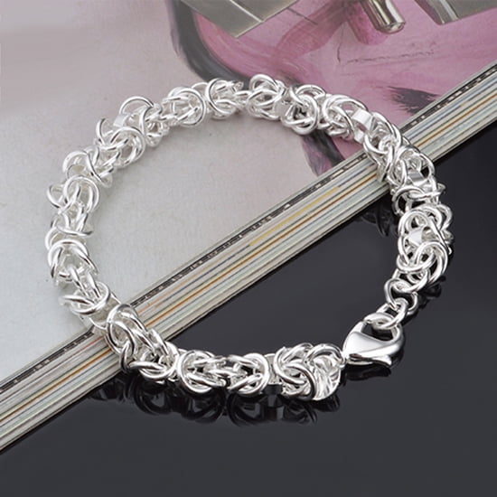 Lubelski Women\'s Fashion 925 Sterling Silver Bracelet Bangle Chain Banquet Jewelry Gift
