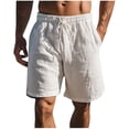 thumbnail image 2 of EOYWHK Men's Linen Shorts Elastic Waist Lounge Shorts Casual Solid Color Sleep Shorts with Drawstring Pockets, 2 of 6