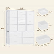 BeesClover 15 Drawers Dressers, Chest of Drawers with Wood Tabletop, Metal Frame, Storage Organizer Unit with Fabric, Tall Dressers for Bedroom Living Room Hallway Entryway