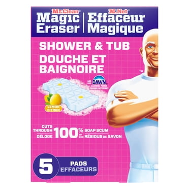 Mr. Clean Magic Eraser Sponge, Bathroom Cleaner, Soap Scum Shower & Tub Cleaner, Lemon, 5ct