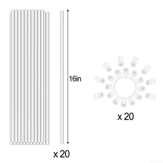 20pcs Acrylic Plant Stakes Sticks Support with 20pcs Clips Kit for Potted Plants