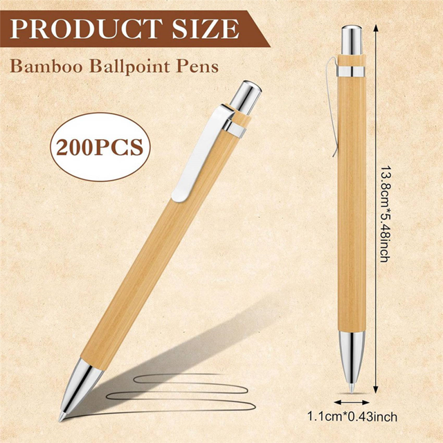 400 Pcs Bamboo Ballpoint Pens Wooden Retractable Ballpoint Pen Bamboo Black Ink 1mm Pen Wood Sustainable Pens