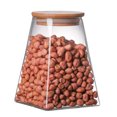 thumbnail image 1 of 500ML Glass Sealed Storage Can Square Moisture-proof Glass Storage Tank with Wooden Lid, 1 of 6