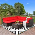 thumbnail image 1 of Gymax 6PCS Rattan Outdoor Sectional Sofa Set Patio Furniture Set w/ Red Cushions, 1 of 10