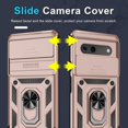thumbnail image 4 of KOMI Compatible with Google Pixel 7a Case Built in Slide Camera Lens Cover+Screen Protector+Finger Ring Holder Kickstand,Heavy Duty Shockproof Full Body Protective Phone Cover,2023 Rose Gold, 4 of 5
