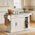 thumbnail image 2 of HOMCOM Kitchen Island with Storage, Rolling Kitchen Cart, Cream White, 2 of 10