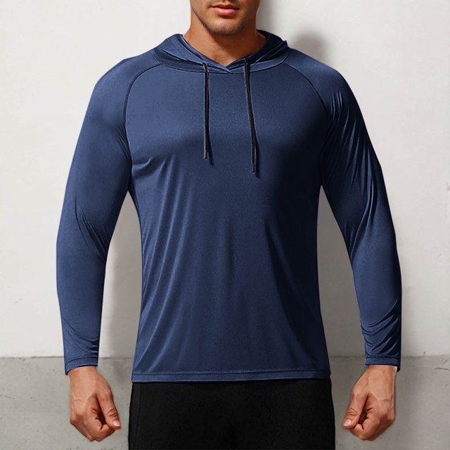 Gym Shirts for Men Long Sleeve UPF 50+ Sun Shirts Compression Fit Fishing Shirt Raglan Quick Drying Workout Hoodies