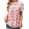 thumbnail image 2 of SMihono Hauts pour Femmes Été Chic Décontracté Impression Mode Printemps et Été Col Rond Manches Courtes Blouse T-shirt Oversize pour Femmes 2023, 2 of 8
