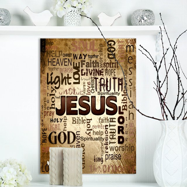 Design Art - Nuage de Mots de Jésus en Fond grunge